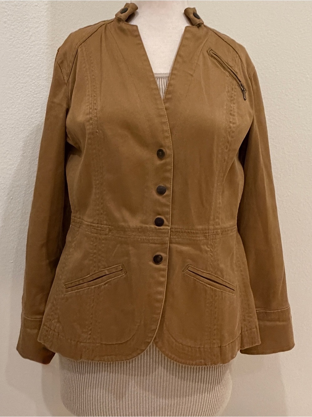 Coldwater Creek Tan Brown Button-Front Blazer